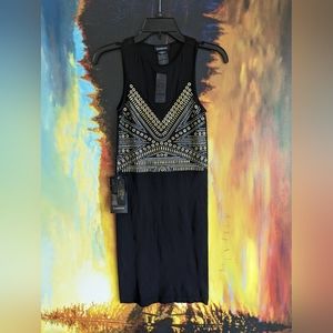 Bebe IVY Studded Dress Gold/BLK‎ Sz S/M